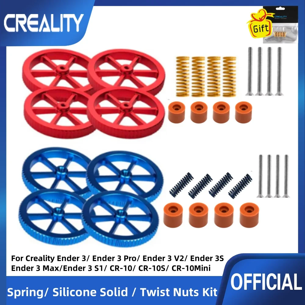 4PCS Upgrade Aluminium Hand Twist Nivellierung Mutter Kit mit Hot Bed Sterben Feder, Schrauben, Heizbett Silikon, für Creality 3D Drucker Teile