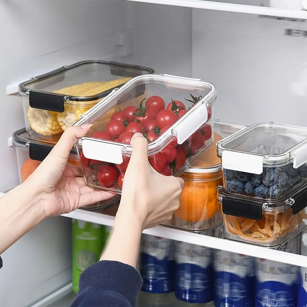 1Pcs S/M/L Refrigerator Frozen Crisper Kitchen Sorting Storage Box Plastic Rectangular Refrigerator Box with Lid Organizer