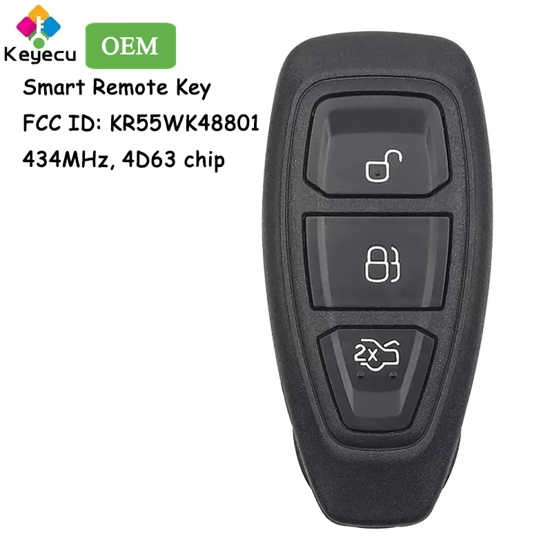 

KEYECU умный дистанционный ключ с 3 кнопками 434/433 МГц ID83 4D63 чип для Ford Focus C-Max Mondeo Kuga Fiesta B-Max Fob KR55WK48801