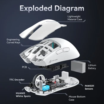 Attack Shark X11&R1 Wireless Gaming Mouse - Tri-Mode , PAW3311 Sensor,22K DPI, 400 IPS, RGB PC Gaming Mouse 5