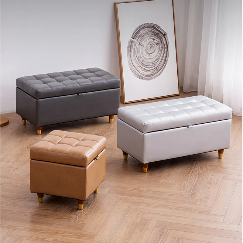 

Live Room Shoes Changing Stool Multifunctional Office Footrest High Bullet Sponge Entrance Bench Storage Design Hallway Ottoman