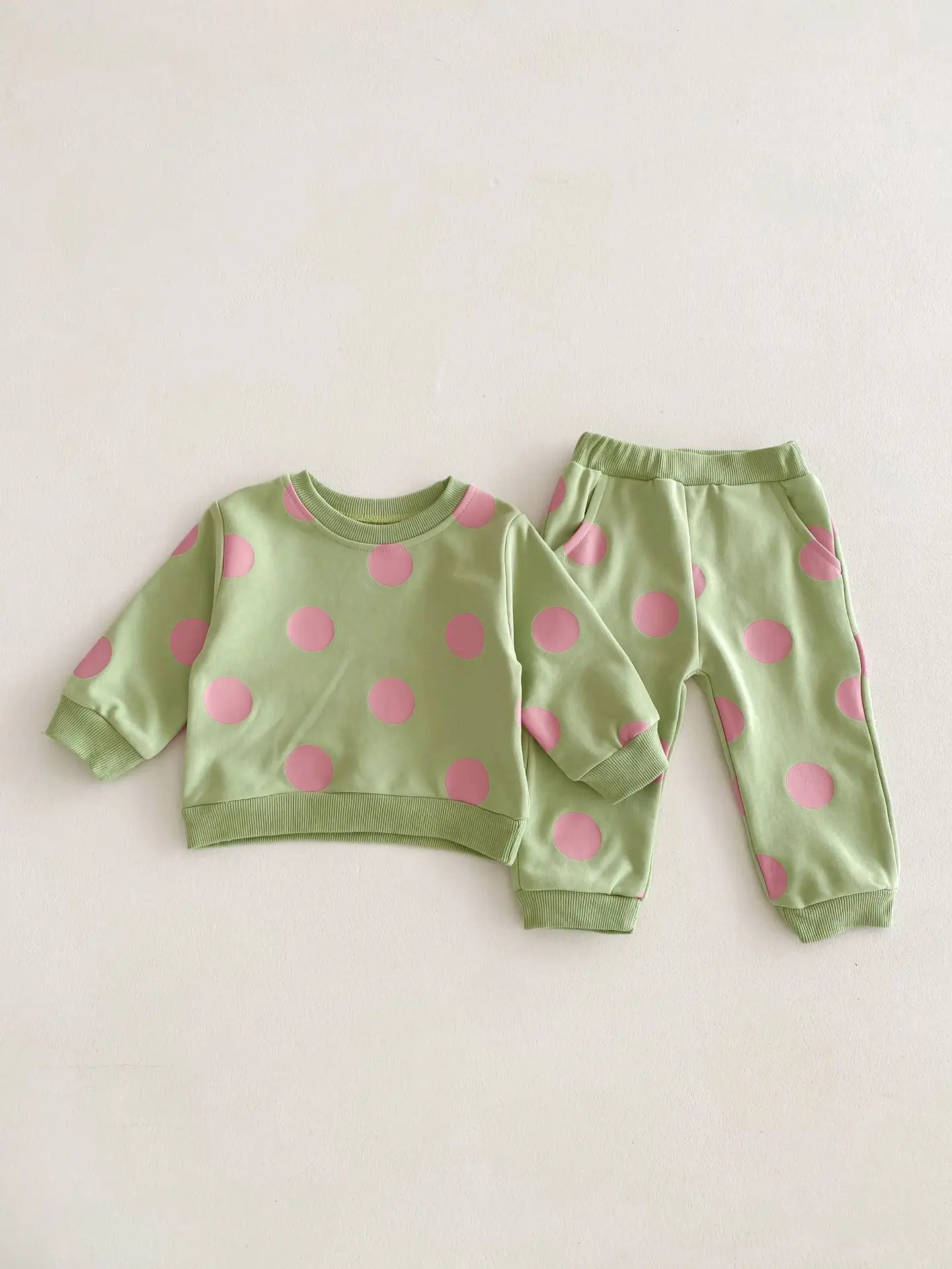 Baby Polk Dot Blouse And Pants Track Suit