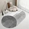 Minimalist Oval Living Room Carpet Gray Modern Home Carpets Line Art Decorative Rug Firm Non-Slip Waterproof Rugs Alfombra Ковер 1