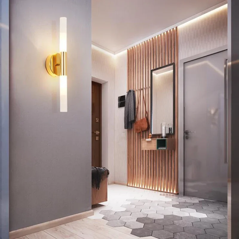 

Nordic Simple Metal Wall Light Up Down Minimalist LED Indoor Lighting Bedroom Bathroom Mirror Foyer Decor Wall Lamps 6pa