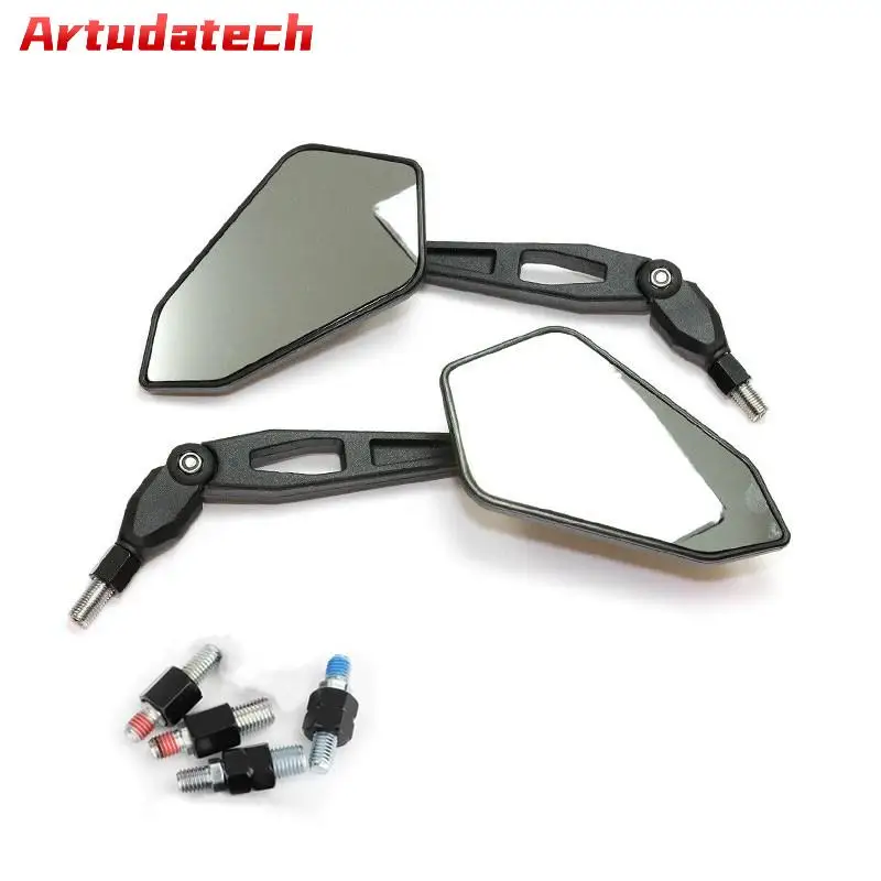 Artudatech Motorcycle M8/M10 Rearview Side Mirrors Left + Right 8mm 10mm Pair For Suzuki For Honda For Yamaha For Kawasaki For B