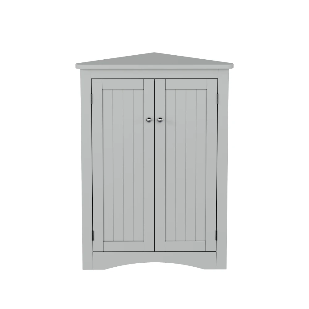 61,5 x 90 cm moderner Eckschrank für Badezimmer – freistehender 2-türiger dreieckiger Schrank mit 3 Ebenen, platzsparend für Badezimmer – Detail 38