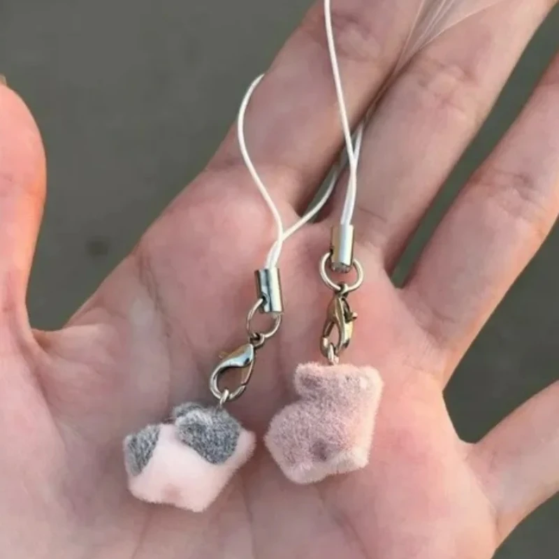 3pcs Cute Mini 3D Pig Keychains Resin Flocking Lovely Boar Animal Pet Pendant Key Chain Bag Earphone Case Phone Lanyard Keyring