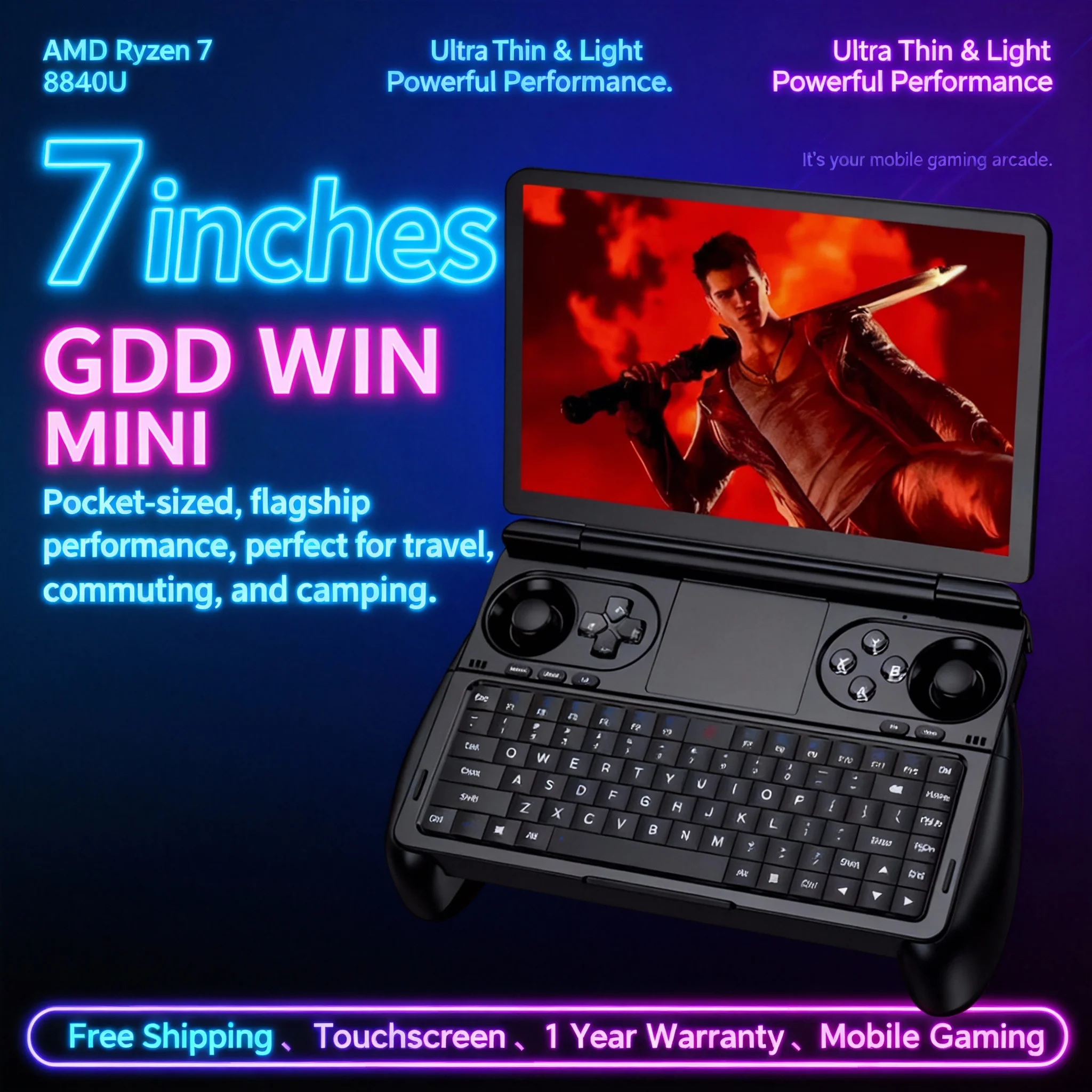 New2025 GPD WIN Mini AMD AI 9 HX 370 7 pouces tablette de jeu portable 32GB RAM 2TB PCIE4.0 Mini Console de jeu pour ordinateur portable de poche