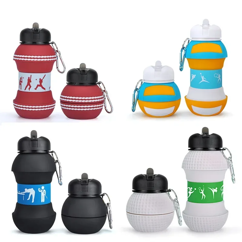 

Fold Water Bottle Cups Mug Outdoor Sports Basketball Football Baseball Tennis Golf School Leakproof Portable Kids Water Bottle