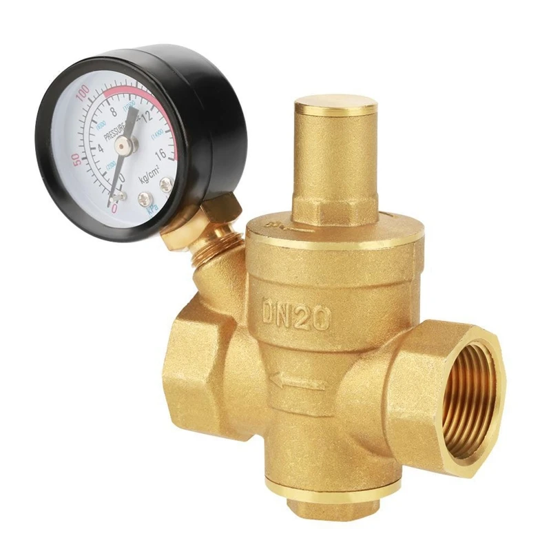 

DN20 Brass Pressure Reducing for VALVE Lead-Free Brass Water Pressure Regulator with Gauge Adjustable RV Pressure Reduce