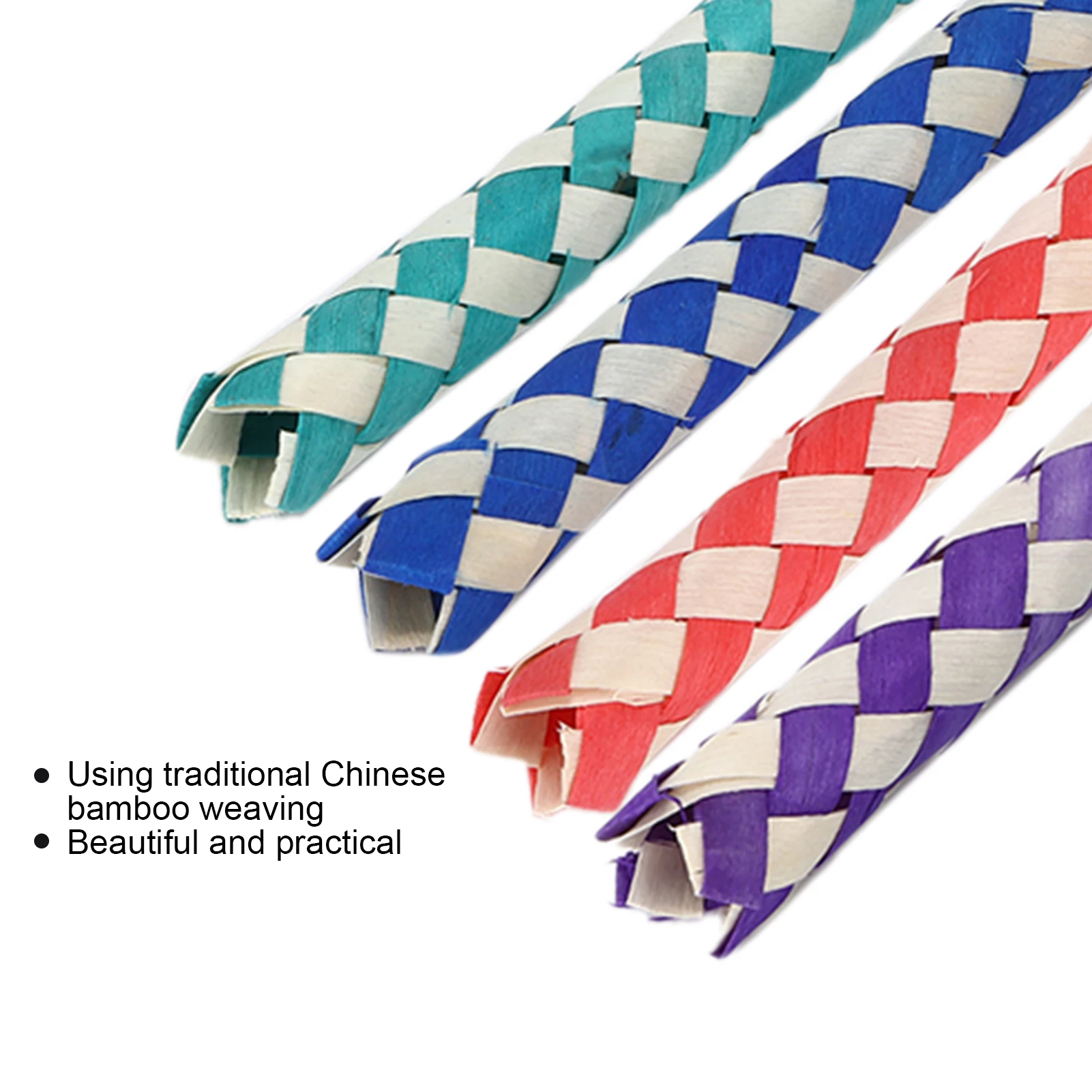 24 Pieces Chinese Bamboo Finger Traps Braided Strings Tube Bird Parrot Biting Toys for Kids Birthday Party Favors DIY Toy 5