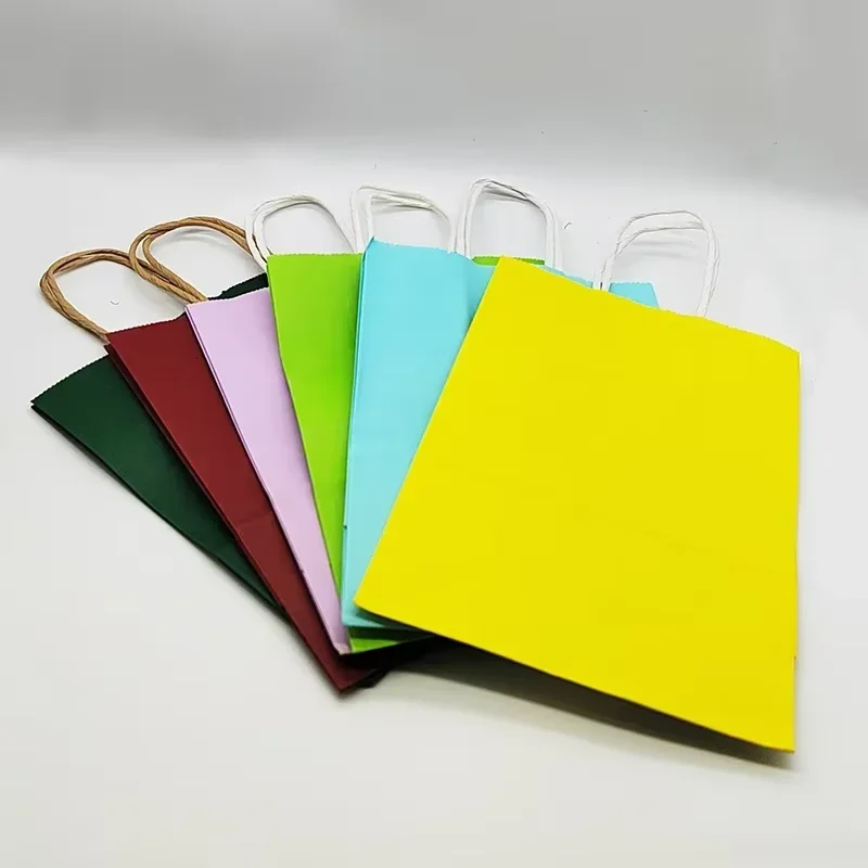 10/30PCS Colorful Kraft Bags with Handles – Perfect for Holiday Parties, Christmas, Val... - SKU CKB02305 - UGI Packaging