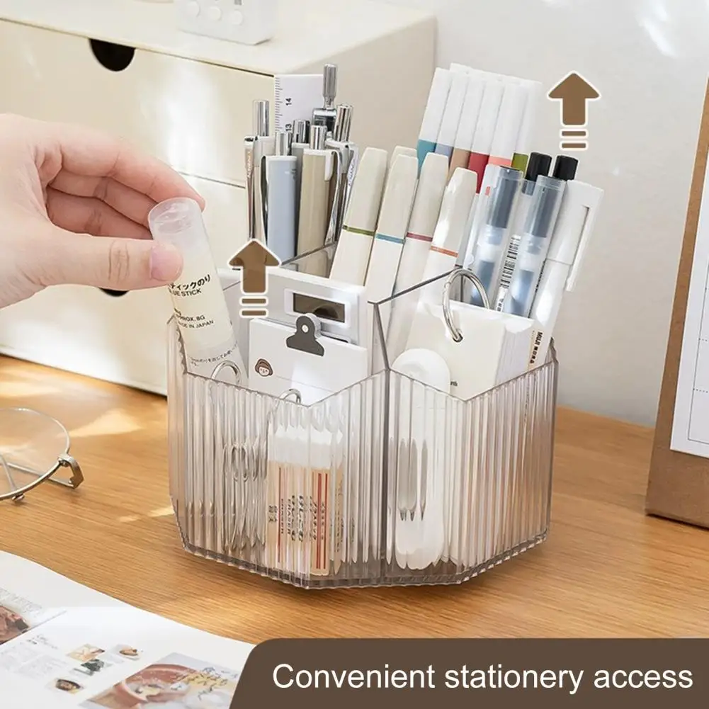 

Office Pen Holder Versatile Pen Holder 360° Rotating 5 Compartments Capacity Ideal for Home School Office Desktop Organization