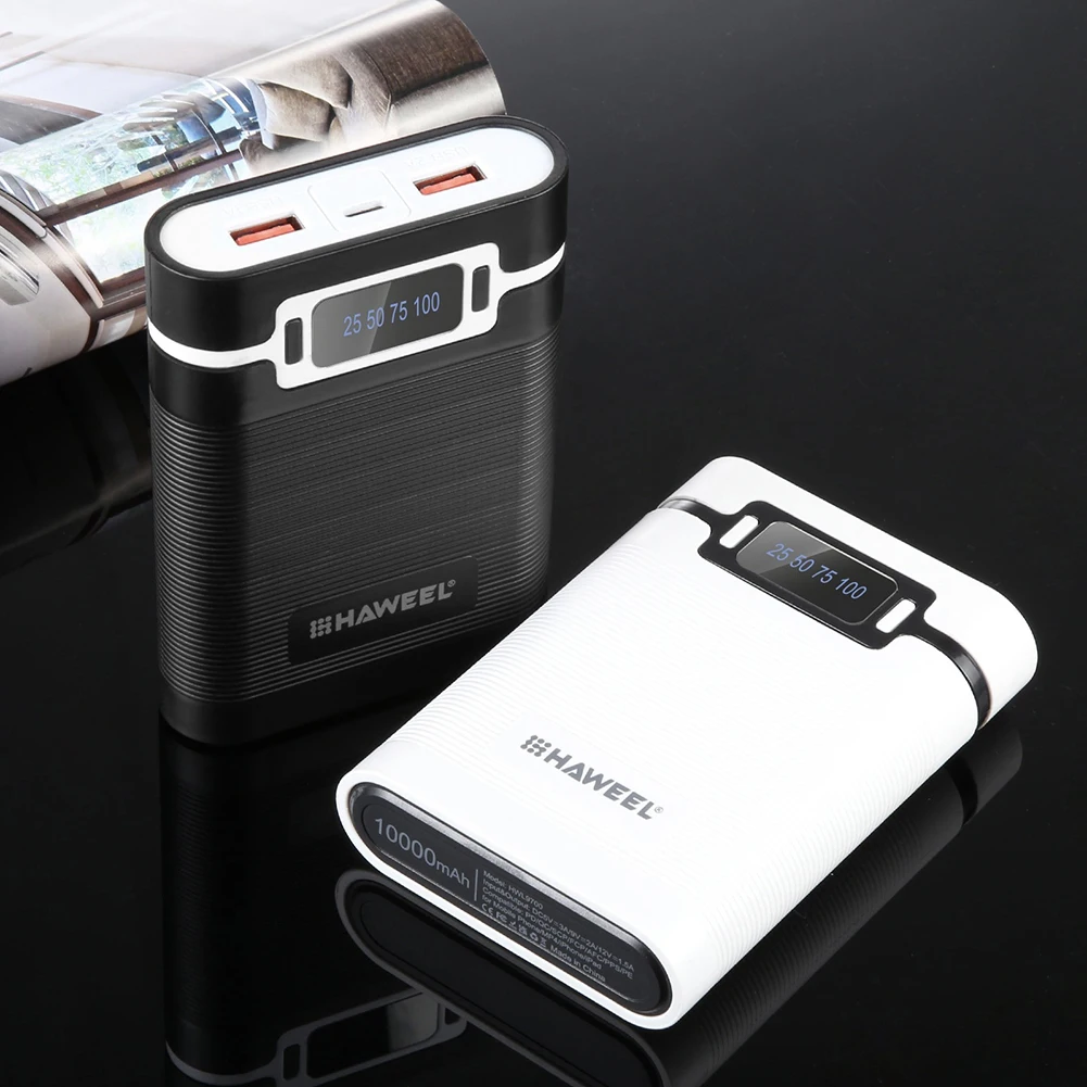 18650 배터리 박스 케이스, DIY 보조배터리 듀얼 USB 충전기 쉘, QC3.0 충전, DIY 쉘 C 타입 PD 디지털 디스플레이, 10000mAh, 4 슬롯