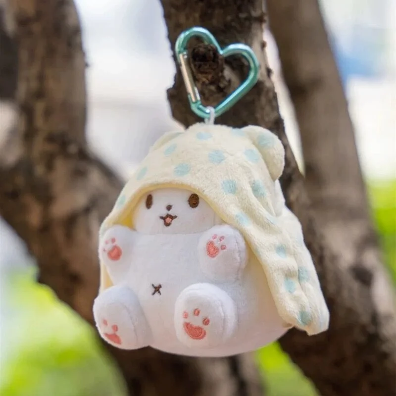 Marumofubiyori Plush Keychain Clip Moppu Bear Kawaii Cute Bag Keychains Mascot Keyring Keyholder Girls Toys 5