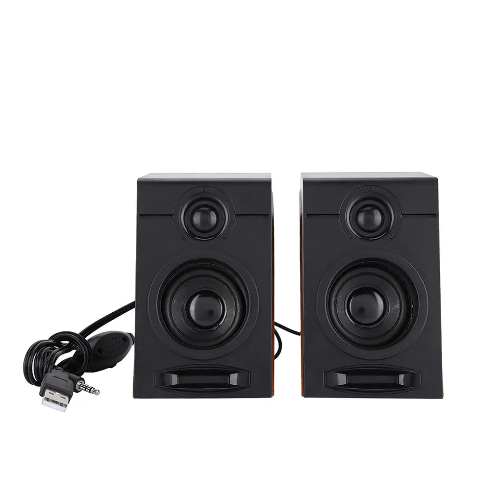 2 Pieces Computer Bass Speaker Music Player Tool Home Multimedia Speakers Sound Box for Household Studio Desktop Shop Use