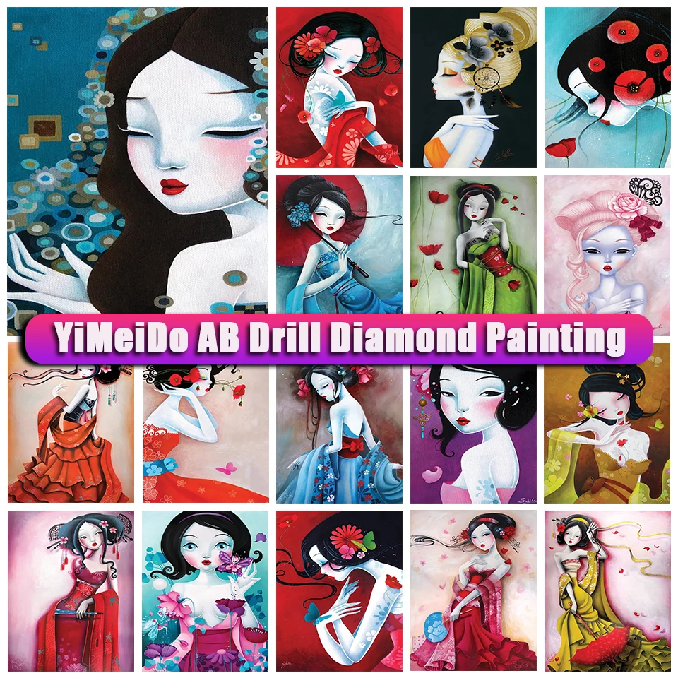 

YiMeido 5D AB Diamond Painting Girl Kit DIY Cross Stitch Mosaic Home Decor Gift Full Drill Diamond Embroidery Cartoon Handwork