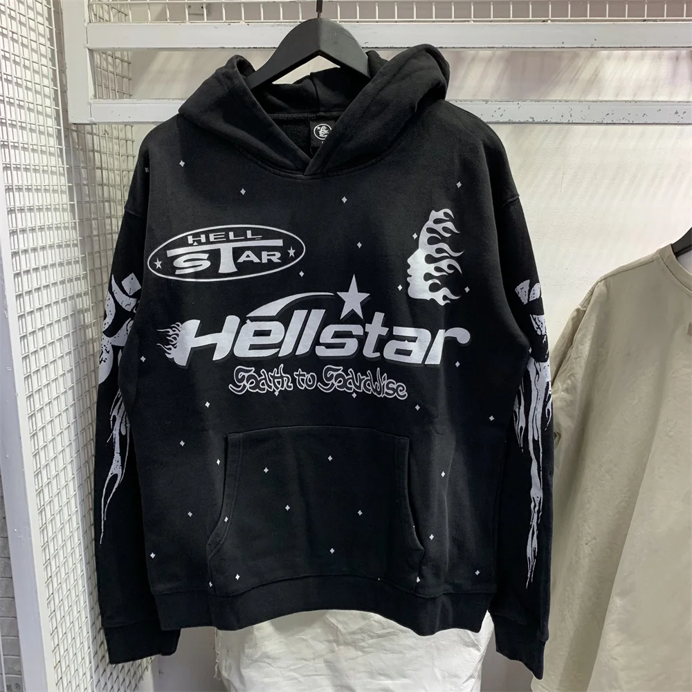 

Hellstar Studios 2023 Новая модная брендовая Высококачественная винтажная Черная Спортивная Толстовка