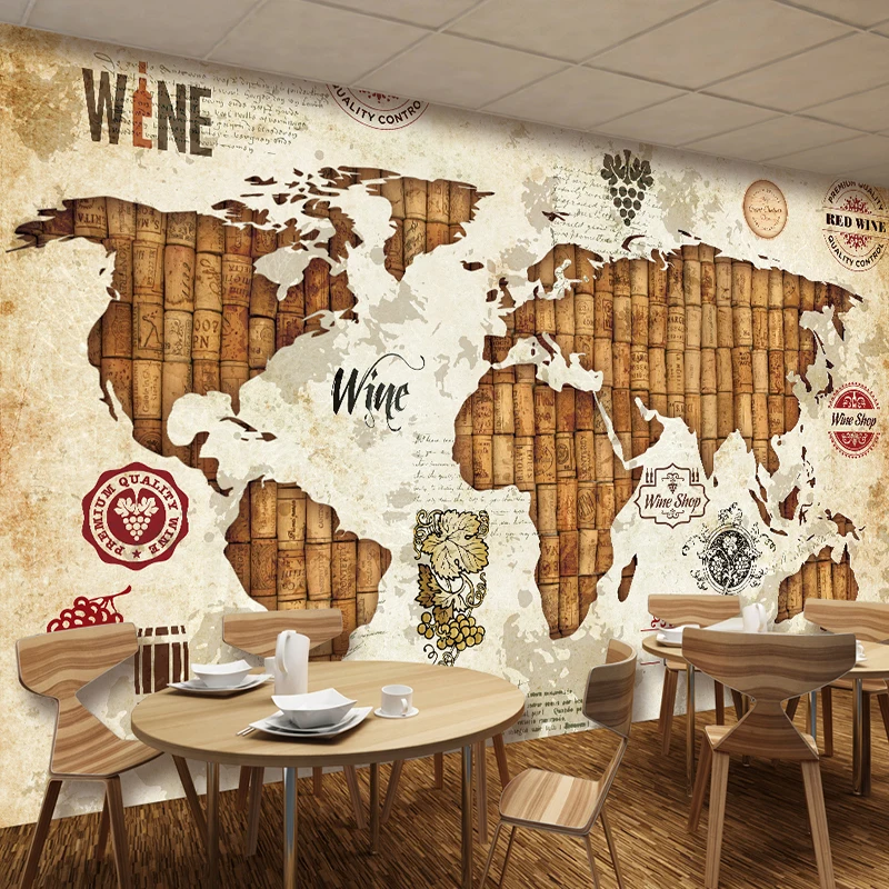 Vintage Wood World Map Wallpaper Mural