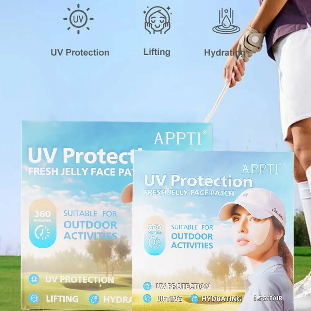 

5Pairs Face Patch Sun Protection UV Cut Golf Patch, Patch Moisturiz Skincare,Sunscreen Pearl Gel With Patches Sunblock Gree F6S5