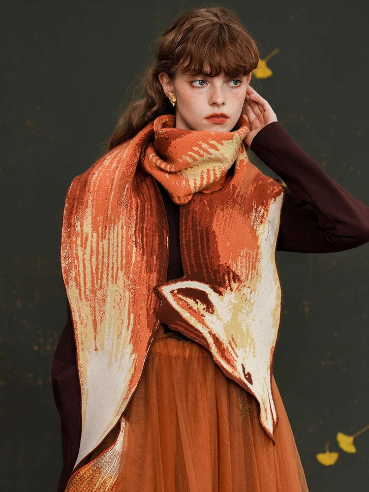 Red Fox Knitted Scarf for Women, Winter, New Arrival - AliExpress