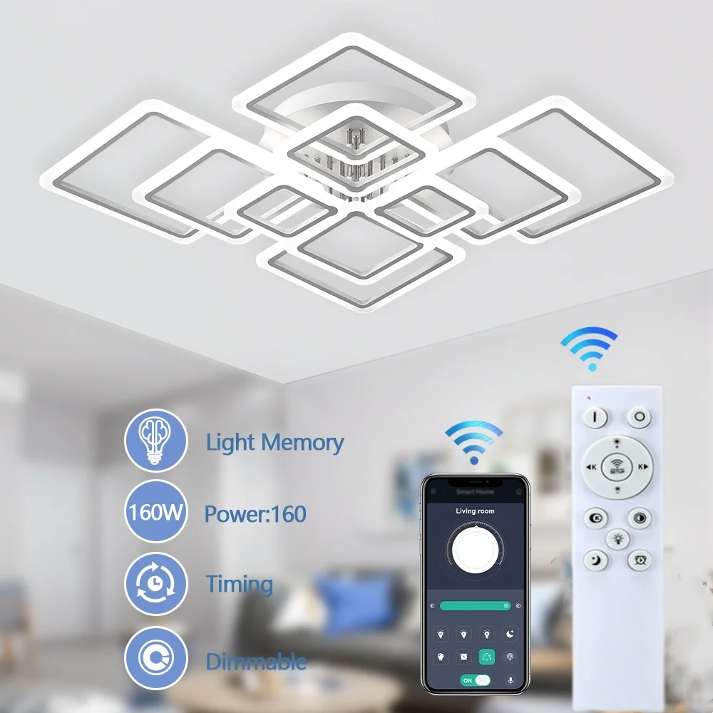 Modern Nordic LED Pendant Light - Square Ceiling Chandelier for Home Decor