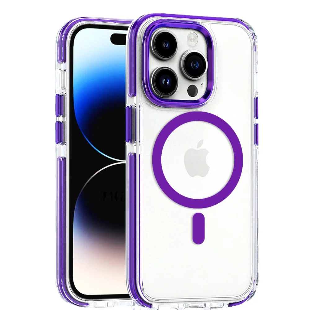 

new Wireless Magnetic Suction Charging for apple iphone15 14 13 12 11promax puls Transparent 2-in-1 Anti-fall Magsafe Case Cover