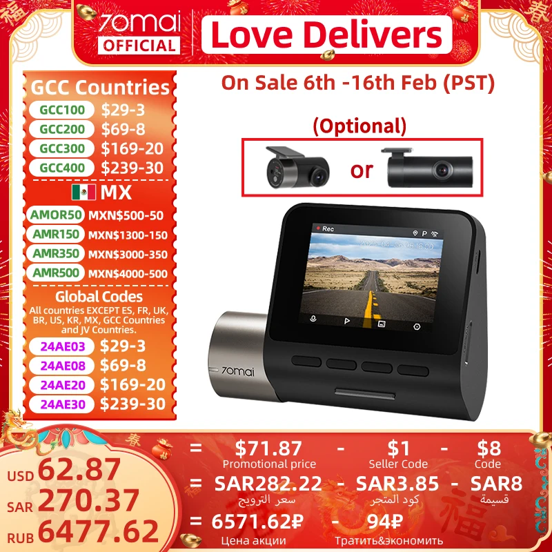 70Mai Dash Cam Pro Plus A500S Gps Integrato 70Mai A500S Plus Car Dvr 1944P Coordinate Di Velocità Adas 24H Supporto Di Parcheggio Camma Posteriore