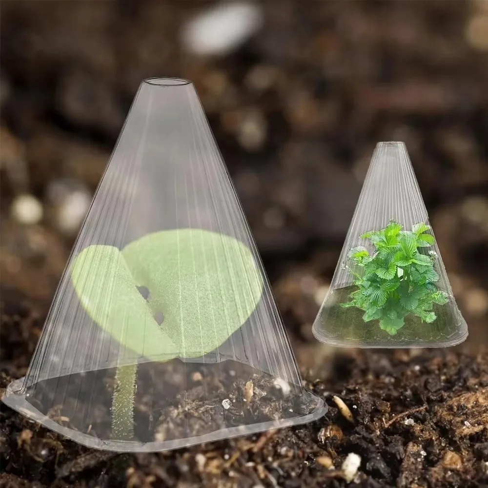 10PCS Reusable Plant Bell Cover Protect Plants From Birds Frost Snails Damage Garden Square Plastic Cover Clear Garden Supplies