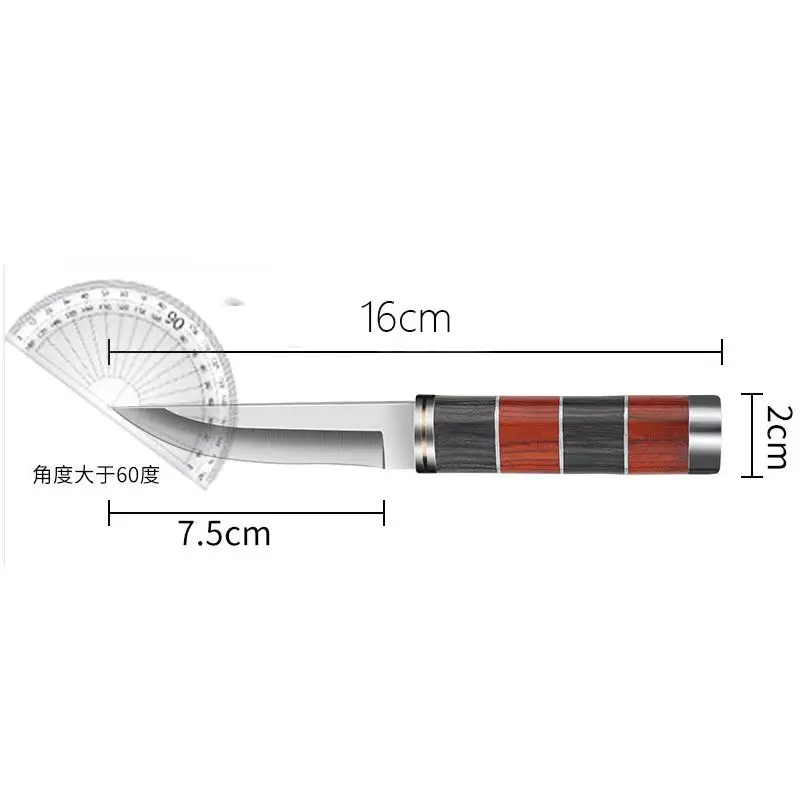 6.18in Portable Bamboo Handle Fruit Knife for Outdoor and Home Use-Perfect for Fishing, Fruit Cutting, and BBQ
