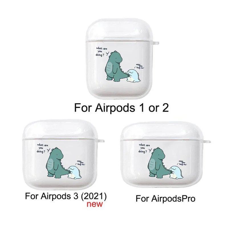 Cute Dinosaur Couple Hug Me for Apple Airpods Earphone Case