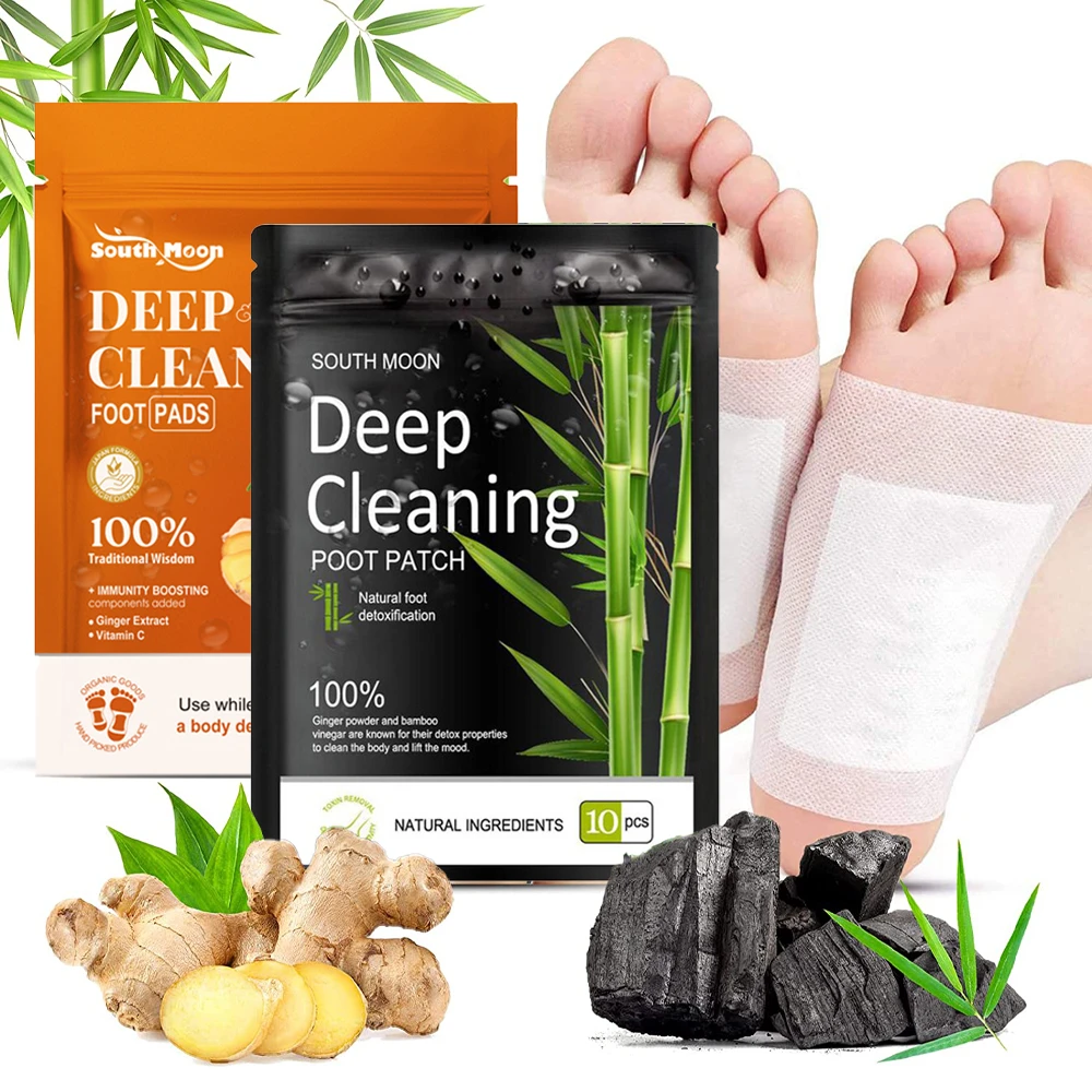 Natural Ginger Bamboo Detox Foot Patches Detoxification Body Toxins Cleansing Slimming Stress