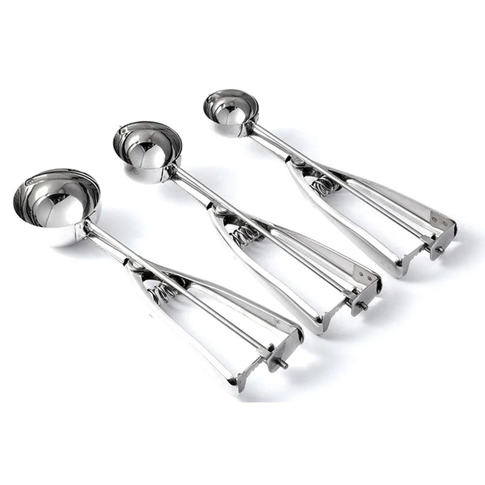 New Kitchen Ice Cream Mash Potato Scoop Stainless Steel Spoon Spring Handle Kitchen Accessories 3 size for choose