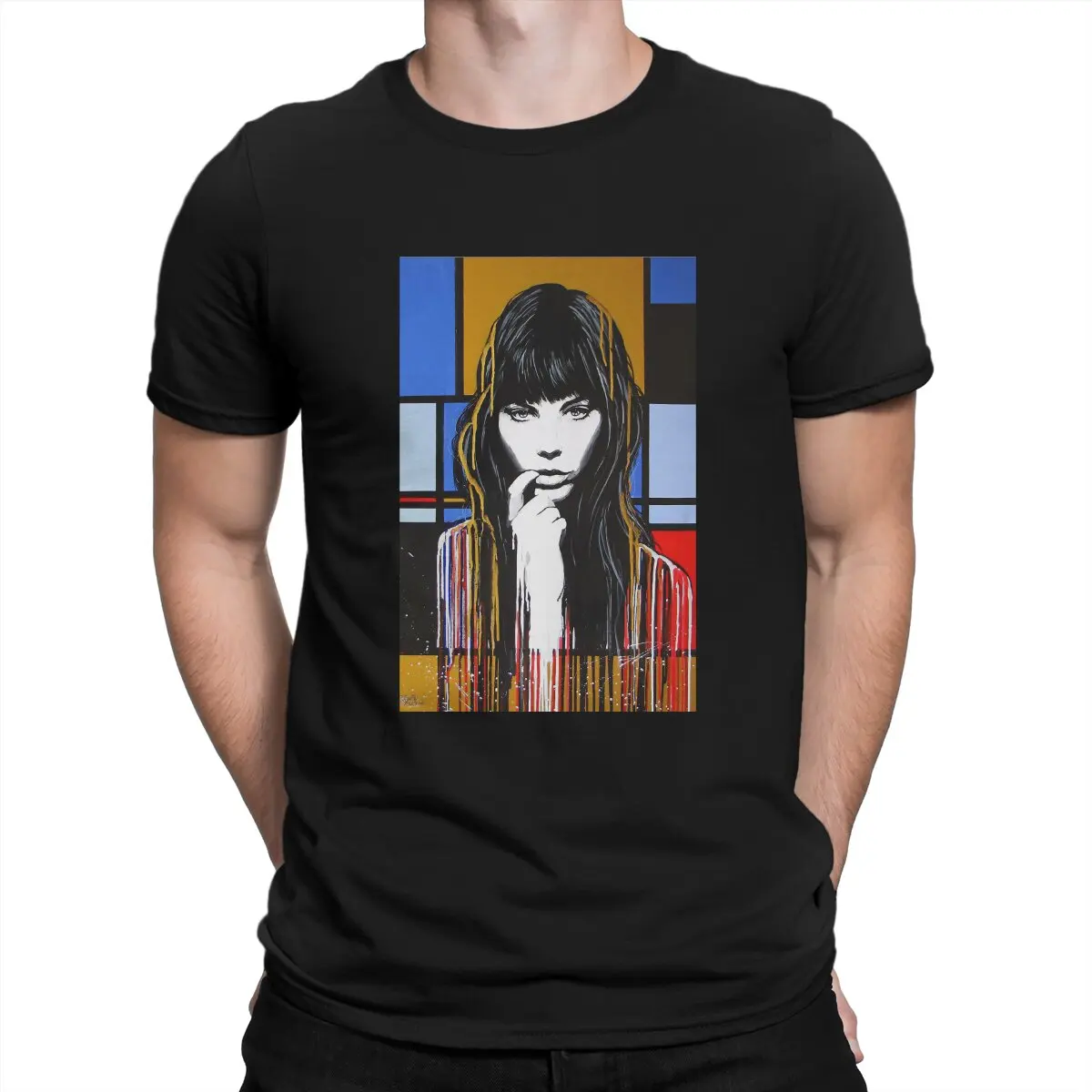 Melting On A Mondrian Painting Men Tshirt British Female Artist Jane Birkin Girocollo Manica Corta 100% Cotone T Shirt Humor High