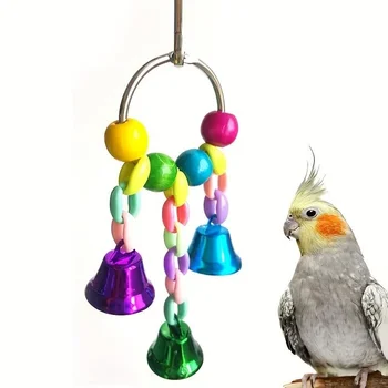 Campane per uccelli Giocattolo Gabbia sospesa Campana con suono dolce Perline di legno colorate Campane per piccioncini Giocattolo per parrocchetti cacatua grigi africani