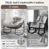 Oversized Rocking Papasan Chair with Thick Cushion and Frame Outdoor Rocker, Comfy Wicker Egg Chairs Lounge for Backyard Balcony 5