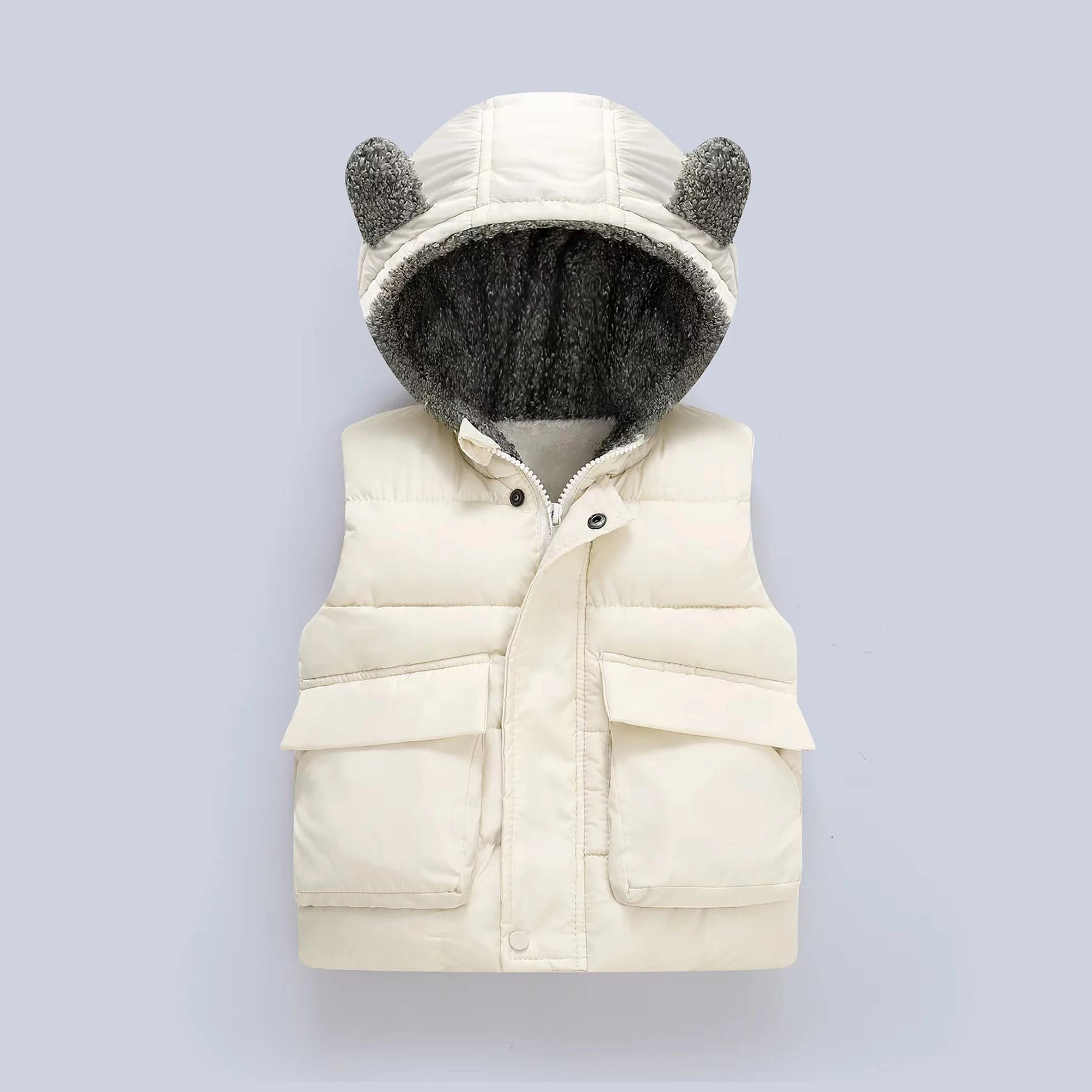 Baby Clothing Boys Girls Woolen Thick Hooded Vest Coat Children Winter Kids Warm Jackets Waistcoat Christmas Costume Outerwear