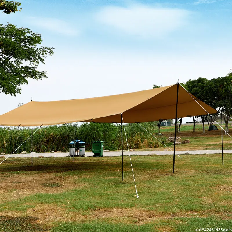 6*8m Outdoor Camping Awning Waterproof Oxford Silver Coated Sunshelter Tarp More Hanging Points