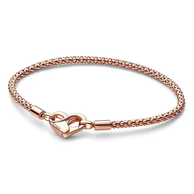 Authentic 925 sterling silver Bracelet Heart Bracelet Silver Moments Studded Chain Bracelet Fit Original Charm Jewelry For Women