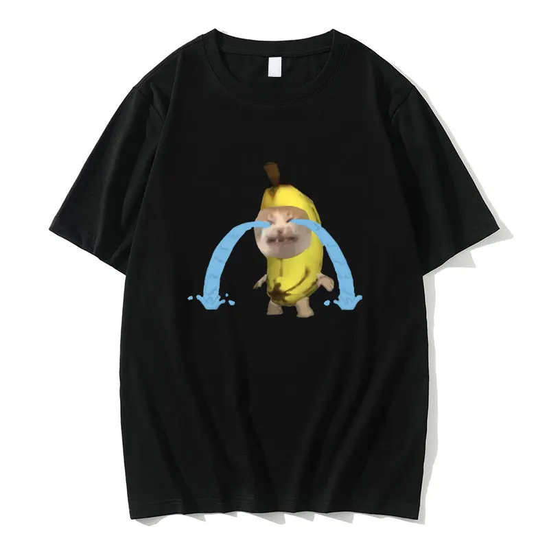 

Funny Banana Cat Crying Meme T Shirts Men Women Anime Oversized Pure Cotton T-shirt Men's Artistic Sense Graphic Short Sleeve