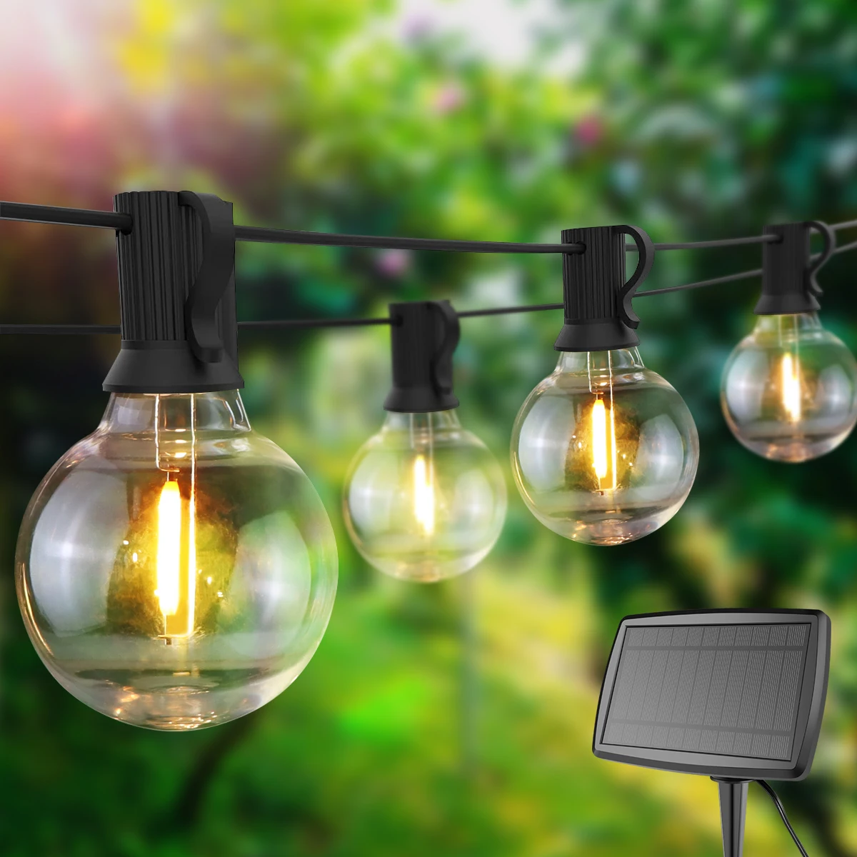 Guirlandes lumineuses G40 à énergie solaire, éclairage d'extérieur