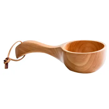 1Pcs Premium Wooden Water Ladle Heavy-Duty Kitchen Garden Scoop Japanese Style Rice Bathing Watering Ladle Smooth Easy-Clean 1