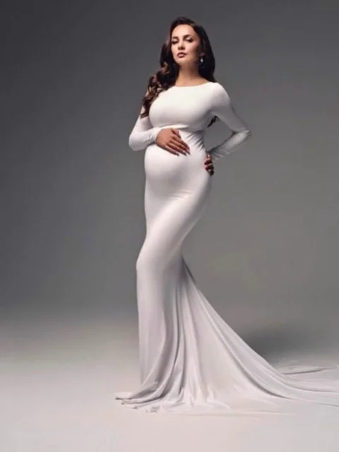 White Dress Tight Baby Shower Dresses Vestido Para Embarazada