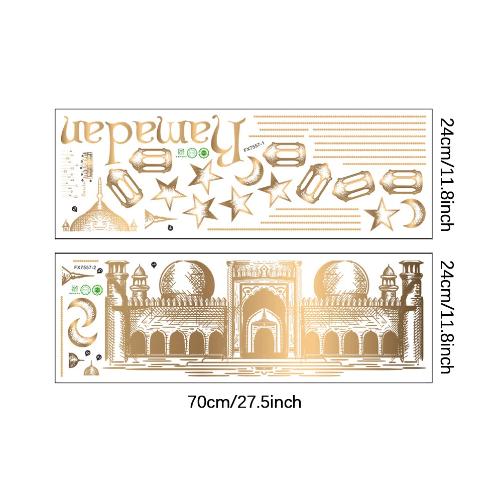 Ramadan Wall Stickers Eid Mubarak Home Decor Stickers Gold Moon Star Ramadan Kareem 2026 Eid Party Home Decorations