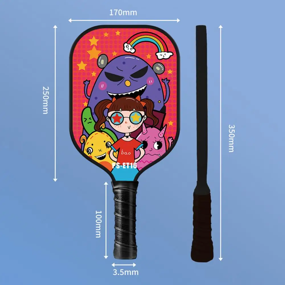 Kids Pickleball Paddle Cartoon Print Lightweight Glass Fiber Children Pickleball Racket Accessories Tennis Racket
