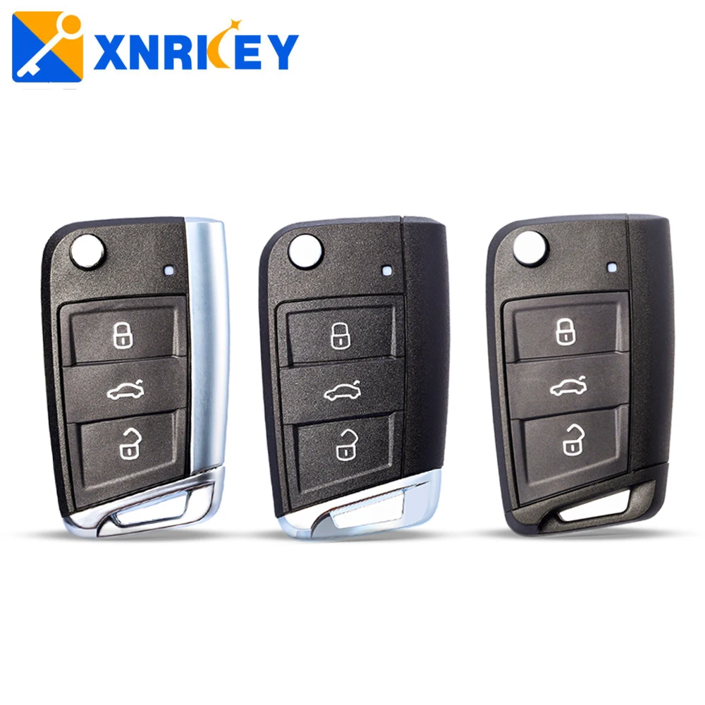 XNRKEY 3 Button Flip Remote Car Key Shell Case for Volkswagen Skoda Octavia A7 VW Golf 7 MK7 Seat Leon Passat Beetle Polo Bora