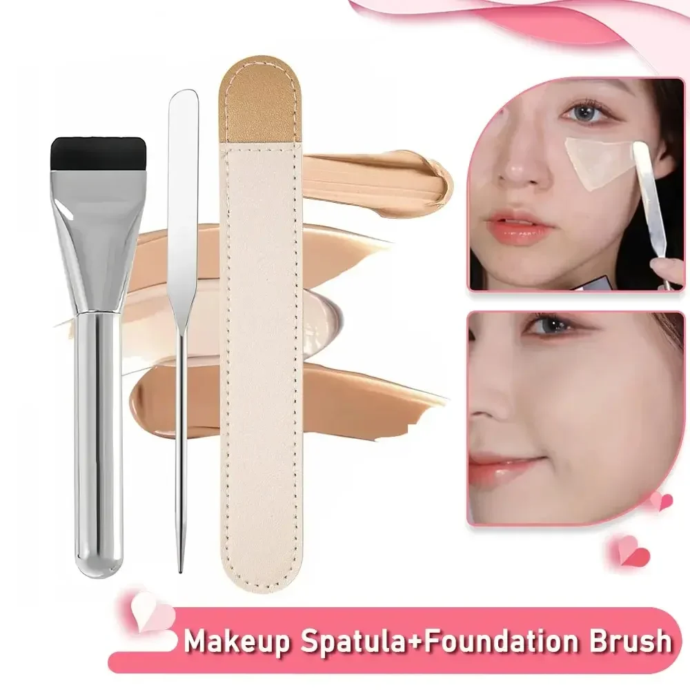Stainless Steel Makeup Spatula Mixing Stick Foundation Brush Set Eyeshadow Cream Pigment Mixing Tool Face Contour Brush Tool makeup brush set
