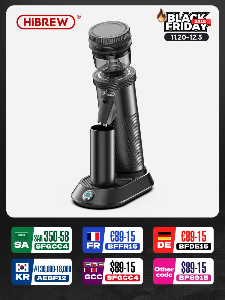 HiBREW G5 48mm Conical Burr Electric Coffee Grinder Compact Portable Coffee Bean Mill Kitchen for Espresso Turkish Coffee