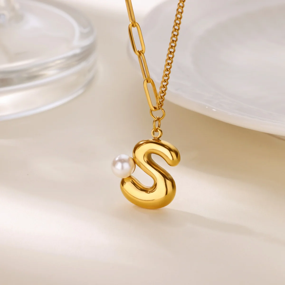 Initial Letter Pendant Necklace For Women