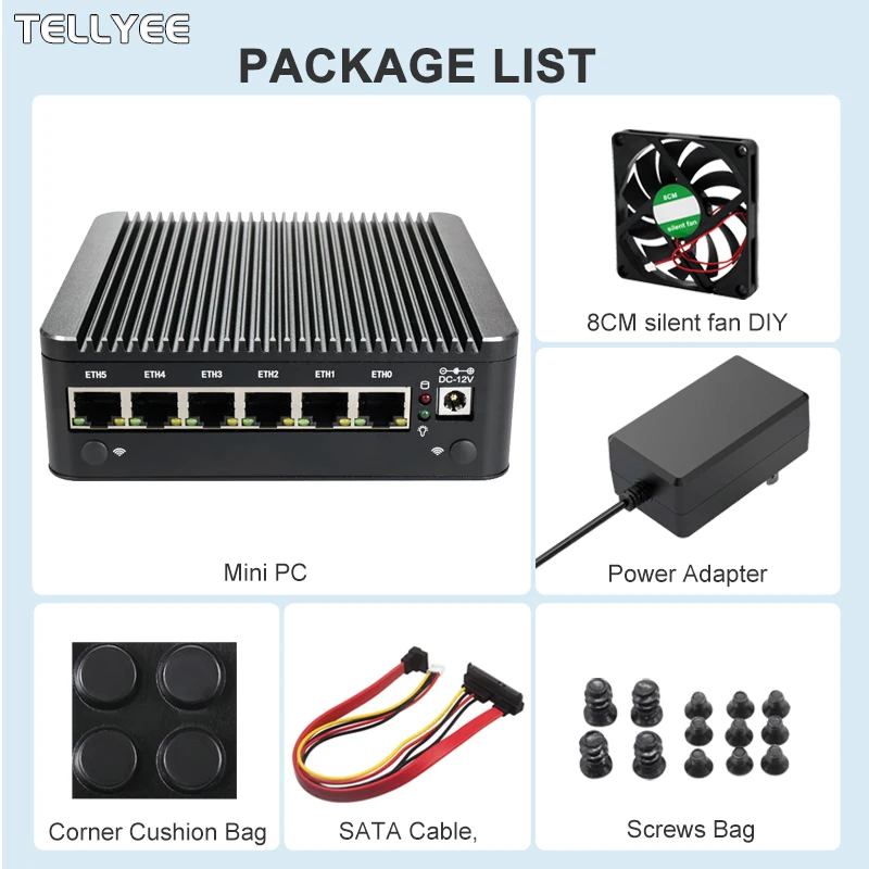 Intel N100 Soft Router 6 Lans i226-V 2.5G Fanless Mini PC COM HD DP USB Type-C pfSense Firewall Appliance OPNsense ESXi Computer 5